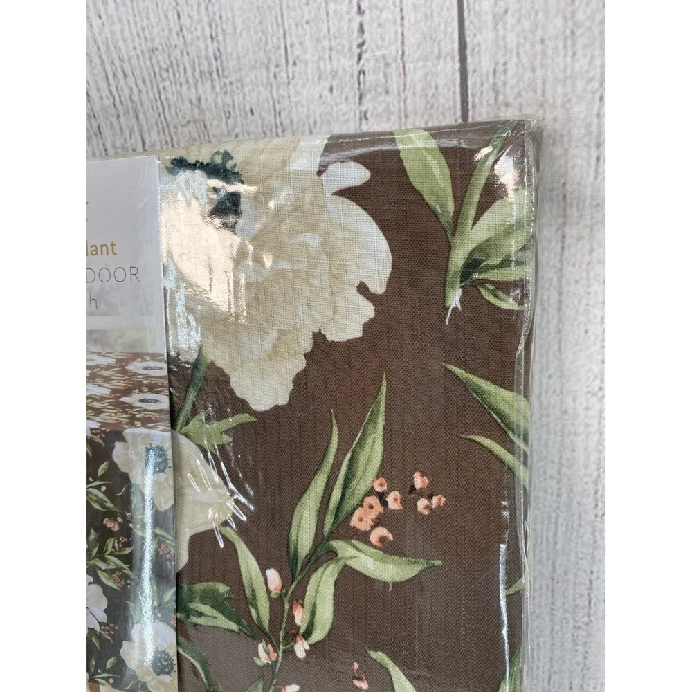 Colordrift Tablecloth Augustine Garden 60x104 Brown Floral Indoor Outdoor Oblong